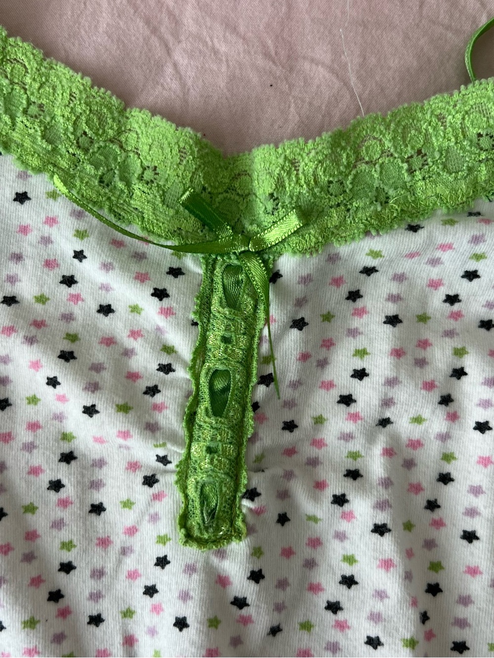 Tildon White Camisole with Lime Green Lace & Multicolor Dot Print - Picture 2 of 4